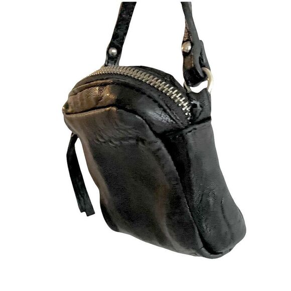 MAXON COLLECTION Italy Leather Wristlet Pouch Convertible Purse Black - Picture 9 of 16